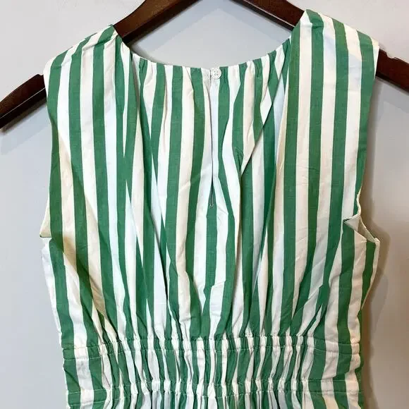 J.Crew Hyacinth Dress Striped Cotton Poplin Smocked Holiday CI932 Bright Clover - Picture 8 of 14